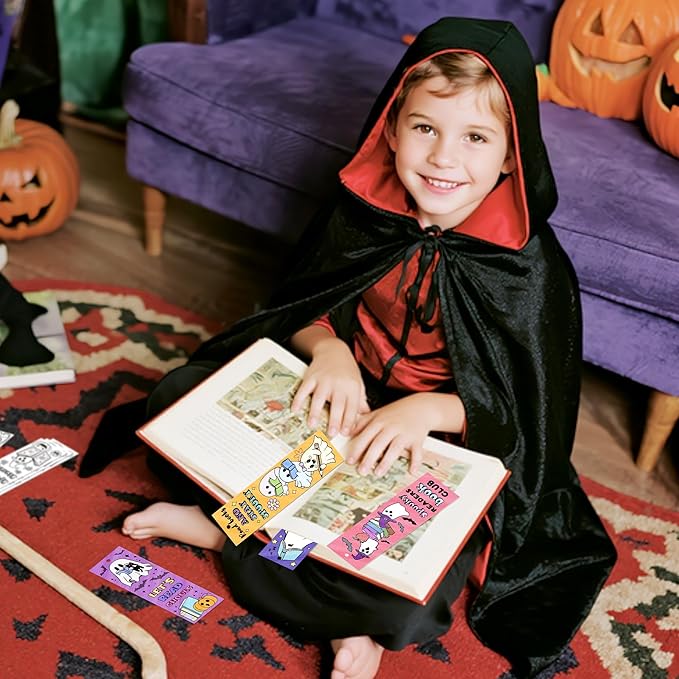 Halloween Color Your Own Bookmarks-120 Pcs Spooky Ghost Themed DIY Coloring Blank Bookmark Halloween Party Game Prize Art Craft Supplies for Students Fillers Classroom Reading Club Rewards Book Decors