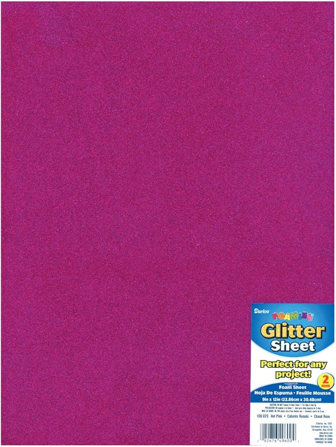 Darice Glitter Foam Sheet 9"X12" 2mm-Hot Pink