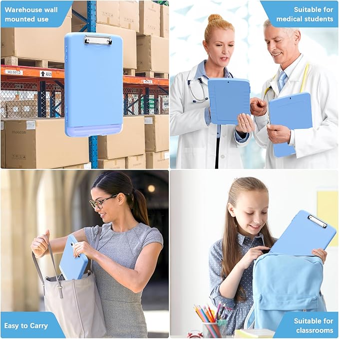 Hongri Clipboard with Storage with Pen Holder, Folder Nursing Clip Board 8.5 x 11 Foilo-Side Opening, High Capacity, Light Weight for Teachers, Classroom. Size 14 x 9.6 x 1.2 in(Blue)