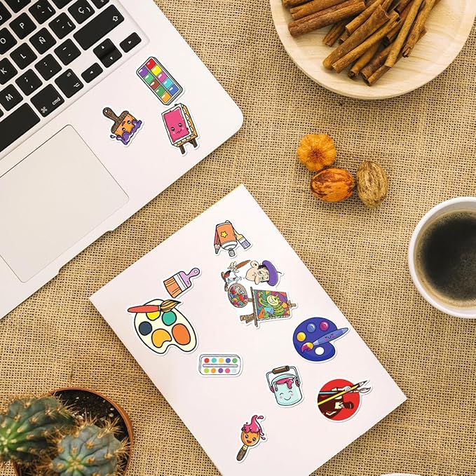 Cute Cartoon Art Supplies Vinyl Stickers Pack for Kids Students Teachers Painters DIY Crafts Laptop Notebook Decoration 50pcs Bedroom Bike Bumper Wall Hat Water