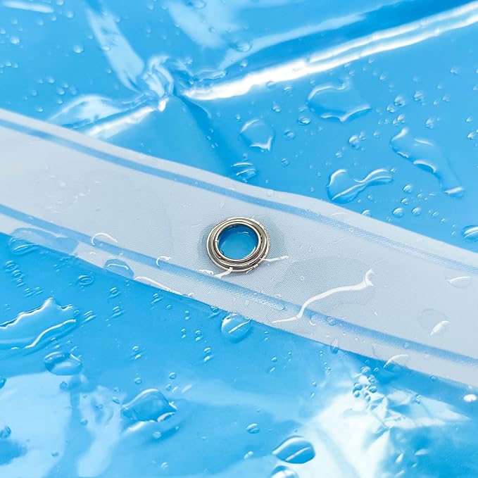 Barossa Design Shower Curtain Liner - Premium Clear Light Blue PEVA Shower Liner with 3 Magnets and Metal Grommets, Waterproof Lightweight Standard Size Bathroom Curtains - Translucent Light Blue