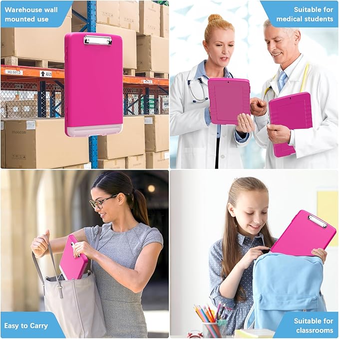 Hongri Clipboard with Storage with Pen Holder, Folder Nursing Clip Board 8.5 x 11 Foilo-Side Opening, High Capacity, Light Weight for Teachers, Classroom. Size 14 x 9.6 x 1.2 in(Red)
