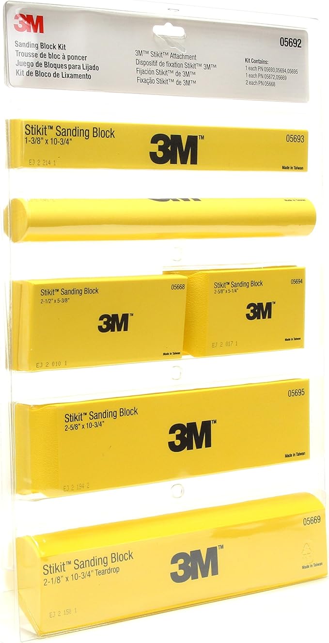 3M Stikit Sanding Block Kit, 05692, 6 Sanding Blocks Per Kit, 1 Kit, Works with 3M Stikit Abrasive Sheet Rolls