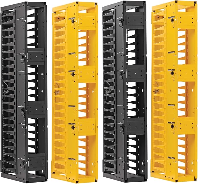 Tripp Lite Vertical Cable Manager, High-Capacity Deep Double Finger Duct, Front-Facing Cover, Four 3.5ft Tall Sections, 6 in Wide x 11.4 in Depth, 2 Black + 2 Yellow, 5-Year Warranty (SRCABLEVRT6HD2F)