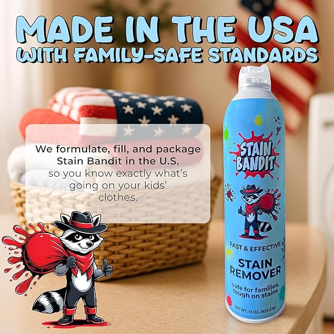Stain Remover Spray - Non-Toxic, Family Safe Formula - Bag-On-Valve 360 Continuous Spray - Powerful Natural Cleaner for Clothes, Upholstery, Carpet, Car Seats & More - 15 oz (Pack of 2)