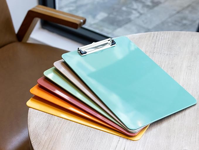 Clipboards – Set of 12 Plastic Clip Boards 8.5x11 Bulk | Colored Acrylic Clipboards for Classroom, Boho Classroom Decor, Teacher Supplies | Cute Clip Board for Kids, Office, Coaching, Medical, School