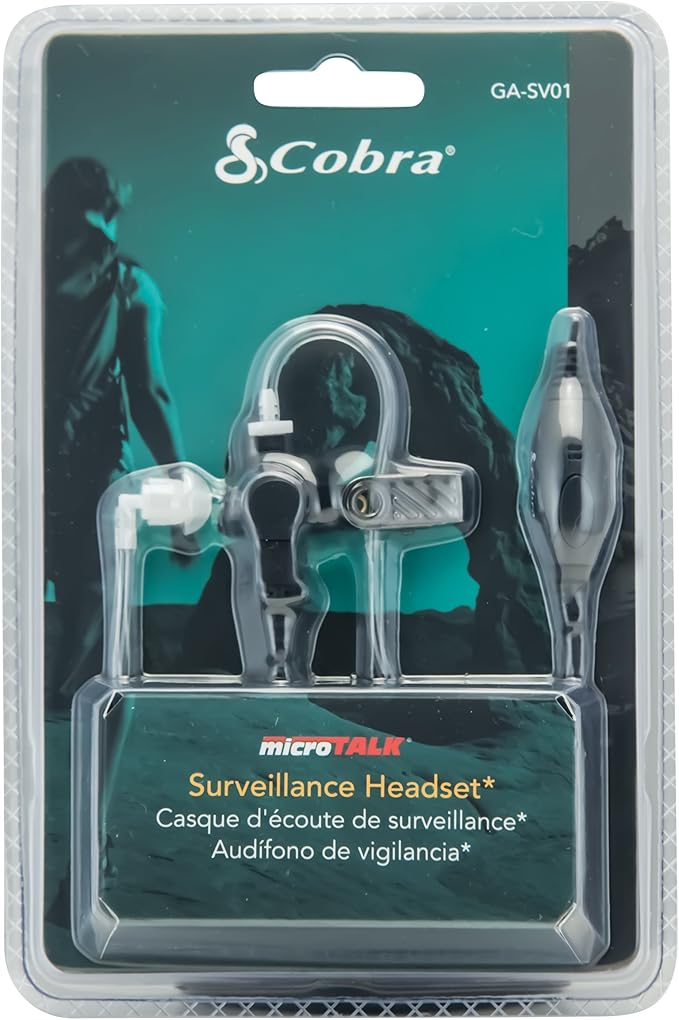 Cobra RX680 Waterproof Walkie Talkies (2-Pack) and Cobra GA-SV01 Surveillance Headset