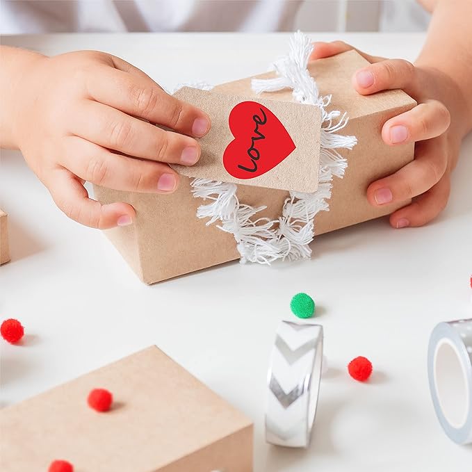 1200 PCS Red Heart Shaped Sticker Labels with Perforation Line in Roll, Use for Valentine's Day, Award Charts, Offices, Teachers & Classrooms, Bookmarks (1" in Diameter)