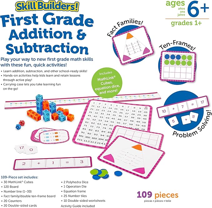 Learning Resources Skill Builders! First Grade Addition and Subtraction - Math Manipulatives, Number Recognition Skills, Classroom Must Haves, Teaching Materials, Back to School Essentials