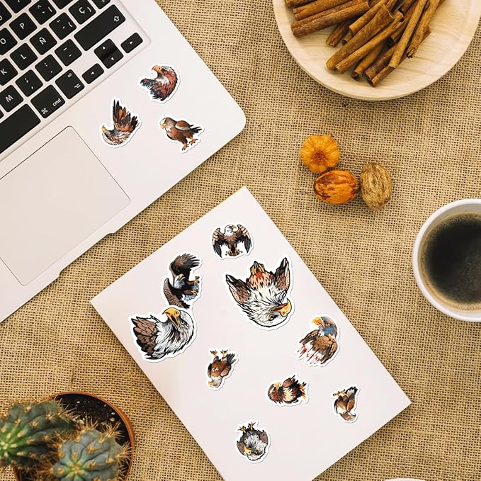 Bald Eagle Vinyl Stickers Pack 50pcs for Laptop Water Bottle Phone Case Scrapbook Luggage DIY Crafts and Gifts Motorcycle Bike Kids Teens Adults Car Hat Bumper Bedroom