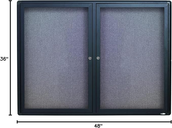 Quartet Bulletin Board, 4' x 3' Enclosed Fabric Notice Board, Lockable Swing Doors, Graphite Frame (2364L)