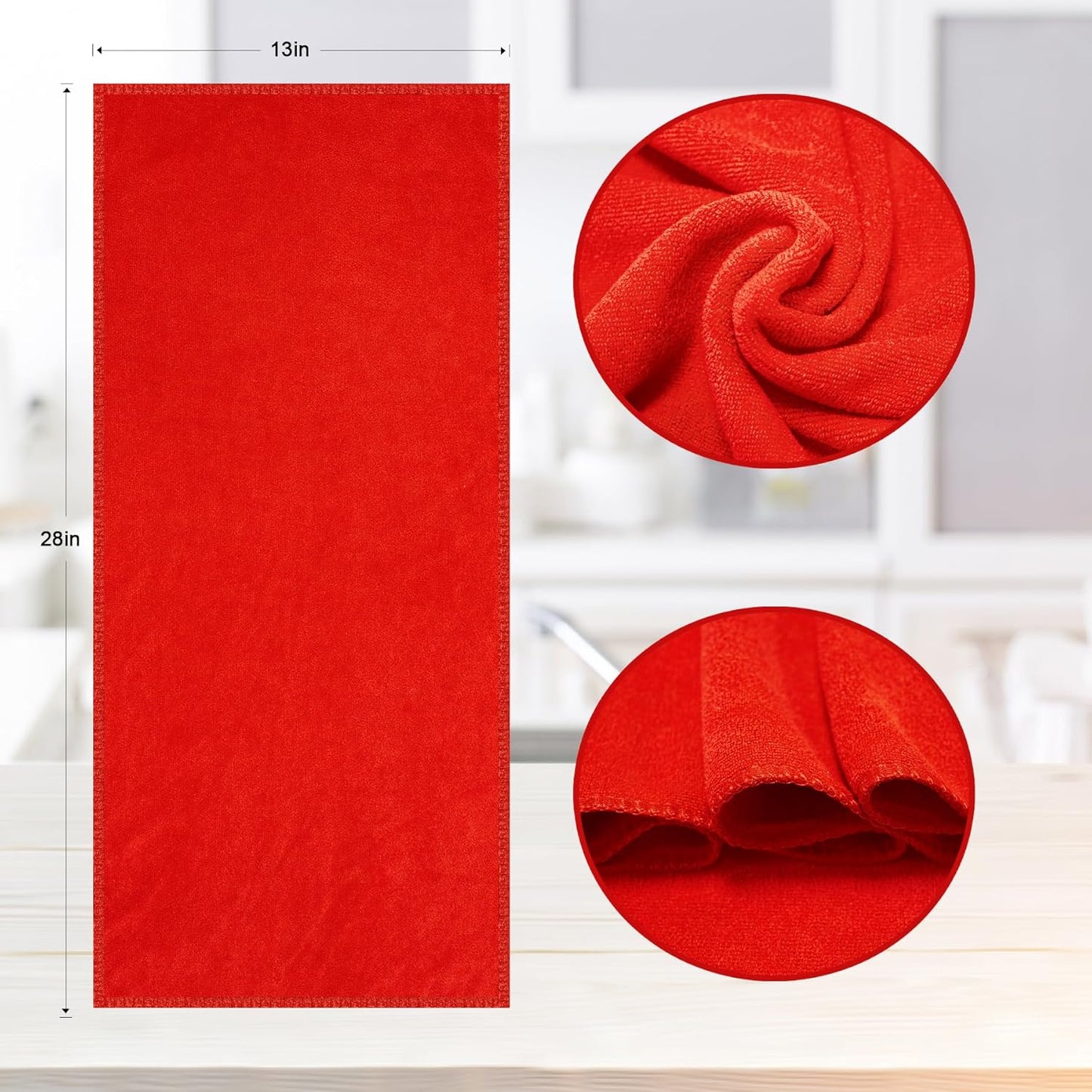 kimteny 13x28 Inches Kitchen Cloth Dish Towels, 400 GSM Premium Dishcloths, Super Absorbent Coral Velvet Microfiber Cleaning Cloths, Fast Drying Rags for Washing Dishes (12 Pack, Red)