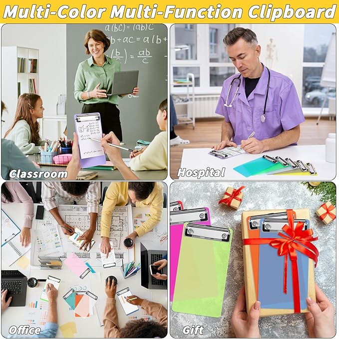20 Pcs Mini Plastic Clipboards Bulk 20 Assorted Colors 4 x 8 in Kids Clip Board Half Page Clipboard Portable for Restaurant School Waitress Guest Server Books Menu Holder