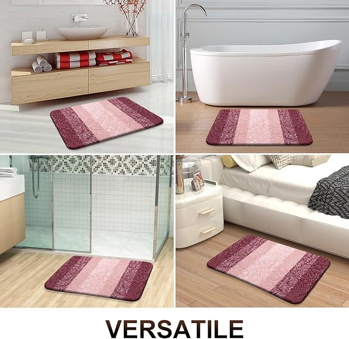 OLANLY Bathroom Runner Rugs 70x24, Extra Soft Absorbent Microfiber Bath Rugs, Rubber Backing, Quick Dry, Machine Washable Bath Mats for Bathroom Floor, Tub and Shower, Home Decor Accessories, Red