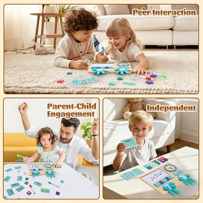 Preschool Learning Toys for Kids 3-5 Years Old, Wooden Montessori Toys, Educational Math Manipulatives Number Counting Blocks for Boys Girls Birthday Gifts