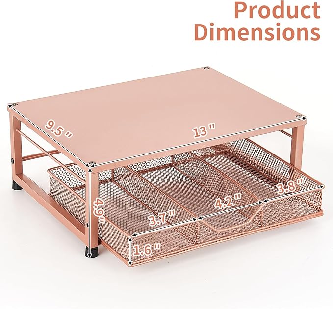Small Laptop Stand for Desk, Monitor Stand Riser, Office Desk Accessories, Computer Desktop Stand with Drawer for Home, Office, School (Bronze)