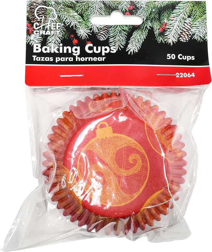 Chef Craft Paper Patterned Cupcake Liners, 50 Count, Red/Orange