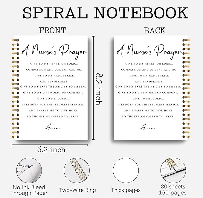 Nurse Notebook - Nurse Appreciation Gifts, Registered Nurse RN Gifts, School Nurse Gifts, Nurse Practitioner Gifts, Nurse Office Supplies, a Nurse's Prayer Spiral Notebook 5.5x8.3