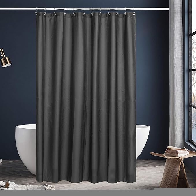 N&Y HOME Fabric Shower Curtain or Liner Extra Long 72 x 84 Inches - Washable Hotel Quality Cloth Shower Curtain for Bathroom - Graphite Gray, 72x84