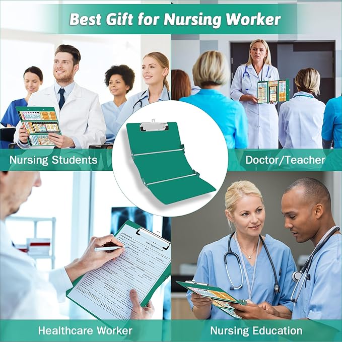 Nursing Clipboard Foldable Clipboard Medical: Edition Cheat Sheets Aluminum 3 Layers Foldable Clipboards Nursing Pocket Size Profile Clip Nurse Clipboards Notepad for Nurses Students and Doctors