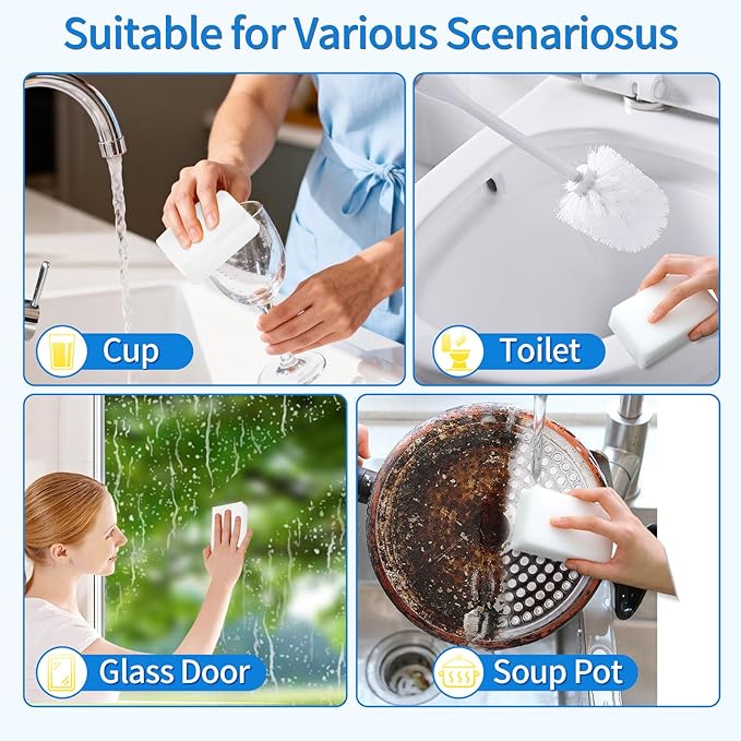 50-Pack Magic Sponges Cleaning Eraser Multi-Functional Melamine Sponge Foam Cleaning Pads for Household Bathroom Furniture Bathtub Sink Cleaning Kitchen Dish Sponge, 3.1"x1.9"x1.2"