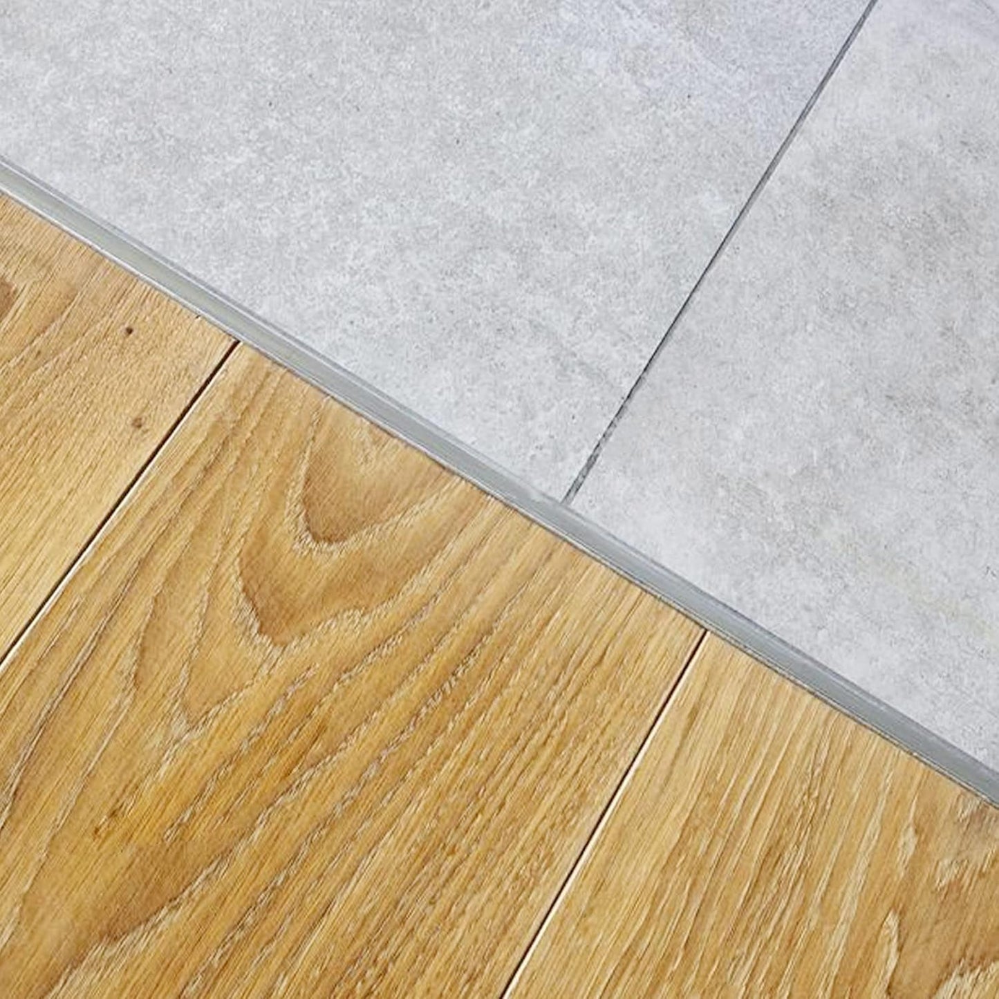 3Pcs Aluminum T Molding Trim & Floor Transition Strips, Flat Divider Strip for Door Threshold and Joining Flooring Gaps of Laminate Planks Tile (2.9Ft x 1.6In, Matte Silver)