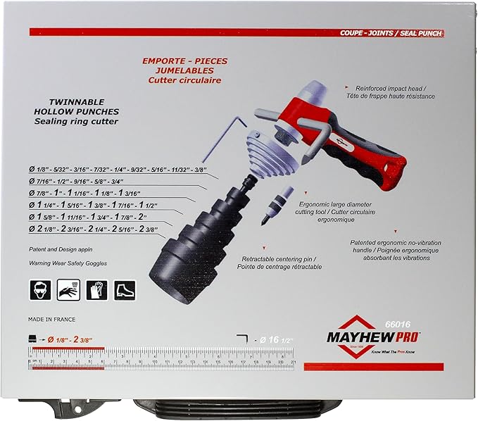 Mayhew Tools 66016 Hollow Punch, 36-Piece Set, Black