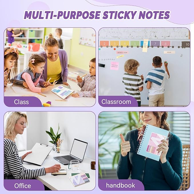2Pcs Multi-Functional Sticky Note Combination Notebook, 220 Stickers +60 Inner Pages. Suitable for Office and Study Supplies (Pink)
