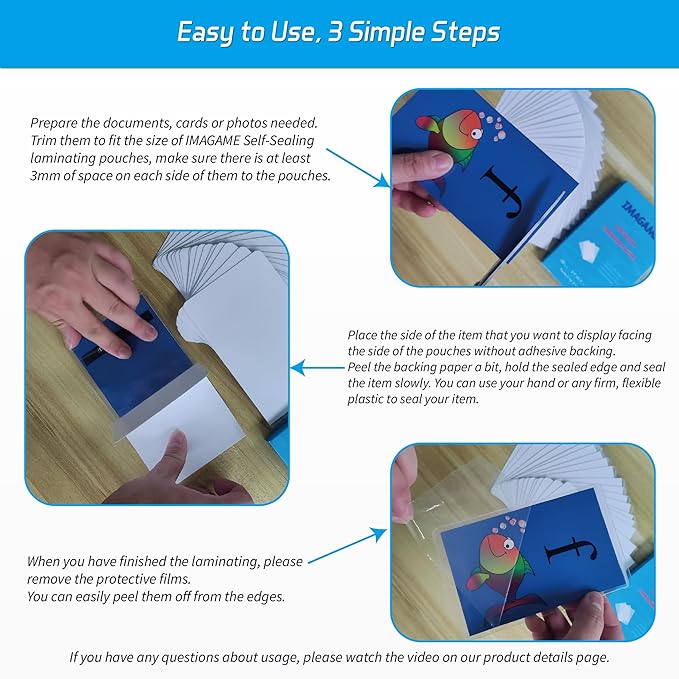 Self-Sealing Laminating Pouches, 9"x11.5'', 18mil, 20 Pack, Easy-to-Use, No Machine Needed, Preserve Photos, Documents, Certificates, Durable, Waterproof, Ideal for Home, Office & School Use