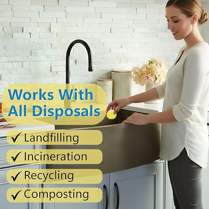 Garbage Disposal Cleaner Tablets - 24 Pack (1-Year Supply) Powerful Foaming Lemon Scented Kitchen Sink Freshener Drain & Pods Odor Eliminator and Deodorizer Septic Safe