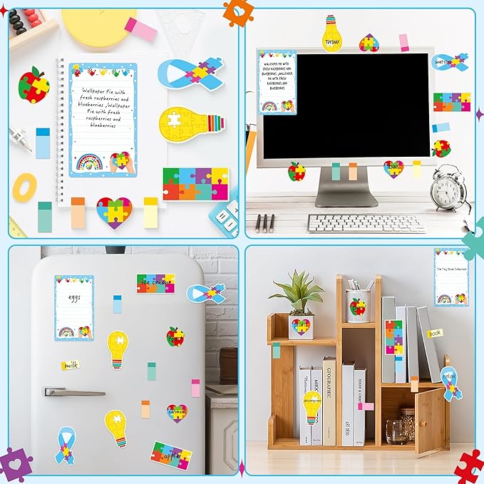 Xqumoi Autism Teacher Sticky Notes Set - 550 Sheets Autism Self-Stick Note Pads Special Education Divider Tabs Bundle Writing Memo Pad Back to Classroom Rewards School Supplies