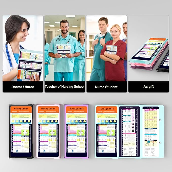 Nursing Clipboard Foldable Pocket Size-Nursing Edition Cheat Sheets Aluminum 3 Layers Foldable Clipboard Nursing Nurse Clipboard Foldable fits in Nurses Doctors(Mint)