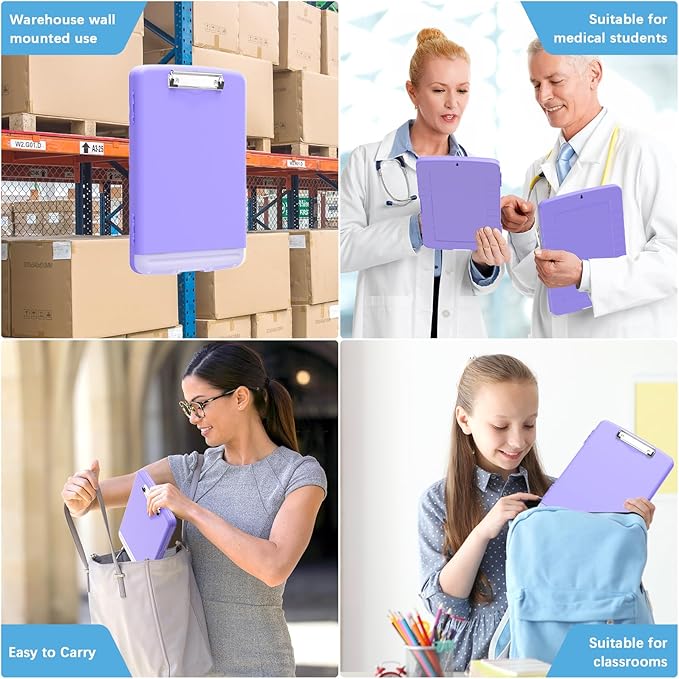 Hongri Clipboard with Storage with Pen Holder, Folder Nursing Clip Board 8.5 x 11 Foilo-Side Opening, High Capacity, Light Weight for Teachers, Classroom. Size 14 x 9.6 x 1.2 in(Purple)
