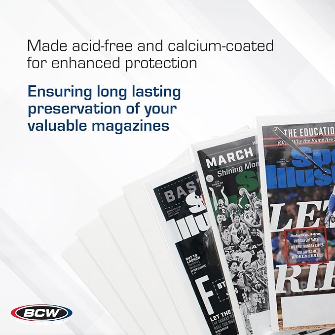 BCW Magazine Backing Boards 8.5" x 11" – 100 Pack | 24pt Acid-Free Boards for Comics, Fabric Storage, Crafts & Collectibles | Precision Cut for Archival Protection