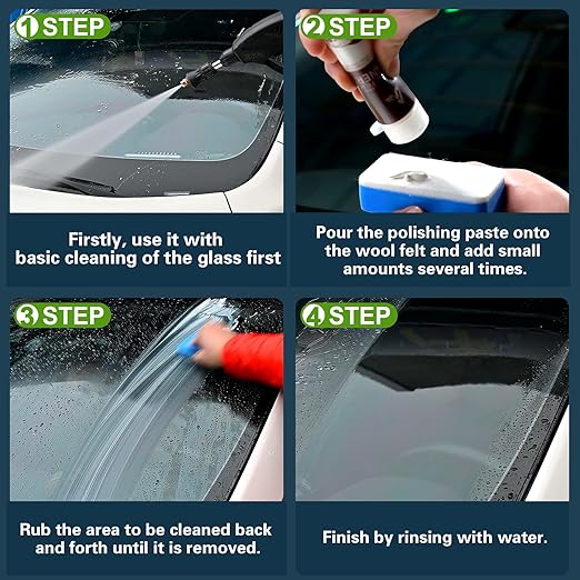 Glass Polish 200ml Cerium Oxide Glass Polishing Solution for Removing Oil Film, Water Spots, Eddies, Glass Water Stains, Wiper Marks on The Glass Surface, Restoring clearity (White, 200ml)
