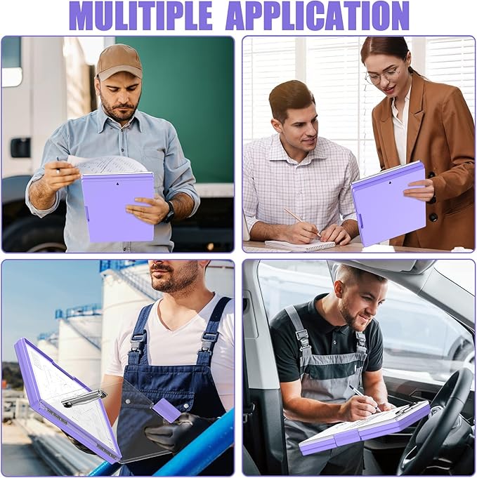 Hongri Clipboard with Storage, Purple 8.5 x 11 Folder Nursing Side Opening, Heavy Duty with Dual Compartment, Smooth Writing for Teachers, Classroom, Size 13.3 x 9.4 x 1.5 in, Office & School Supplies