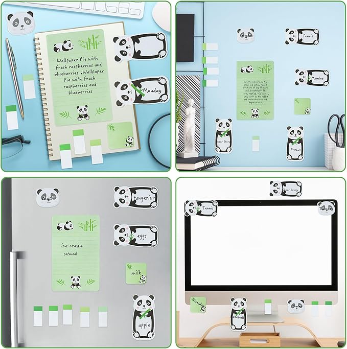 Xqumoi 2 Pack I Just Really Like Pandas Sticky Notes Set - Cute Cartoon Pandas Self-Stick Notes Pads Animal Divider Tabs Bundle Writing Memo Pads Page Marker Back to School Office Supplies Small Gift