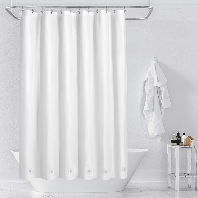 Barossa Design Extra Long Shower Curtain Liner with 6 Magnets - 72" x 84" XL White Waterproof PEVA Shower Liner for Bathroom, PVC Free, Metal Grommets - White, 72x84