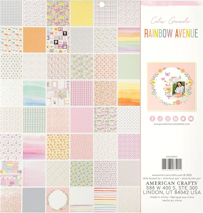 American Crafts Double-Sided Paper Pad 12"X12" 48/Pkg-Rainbow Avenue