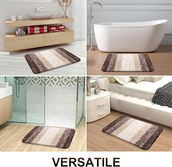 OLANLY Bathroom Rugs Mat 70x46, Extra Soft Absorbent Microfiber Bath Rugs, Rubber Backing, Quick Dry, Machine Washable Bath Mats for Bathroom Floor, Tub and Shower, Home Decor Accessories, Brown