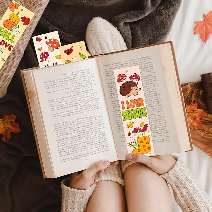 Fall Animal Color Your Own Bookmarks for Kids -120Pcs Fall DIY Coloring Blank Bookmark with Squirrel Hedgehog Classroom Art Craft Supplies for Students Halloween Thanksgiving Reward Goodie Fillers