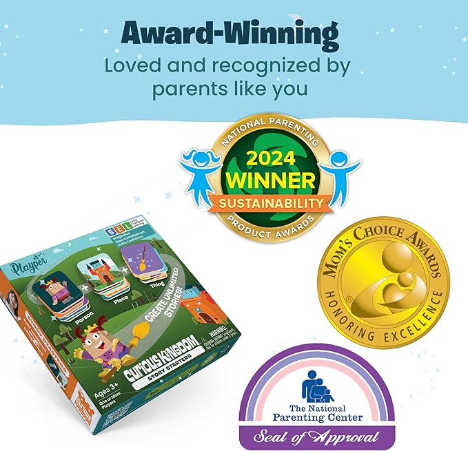 Story Starters for Kid Beginners: Visual Create a Story Card Activity Pre-Literacy Illustrated Story Prompts (No Reading Required) Part of The Curious Kingdom by Playper