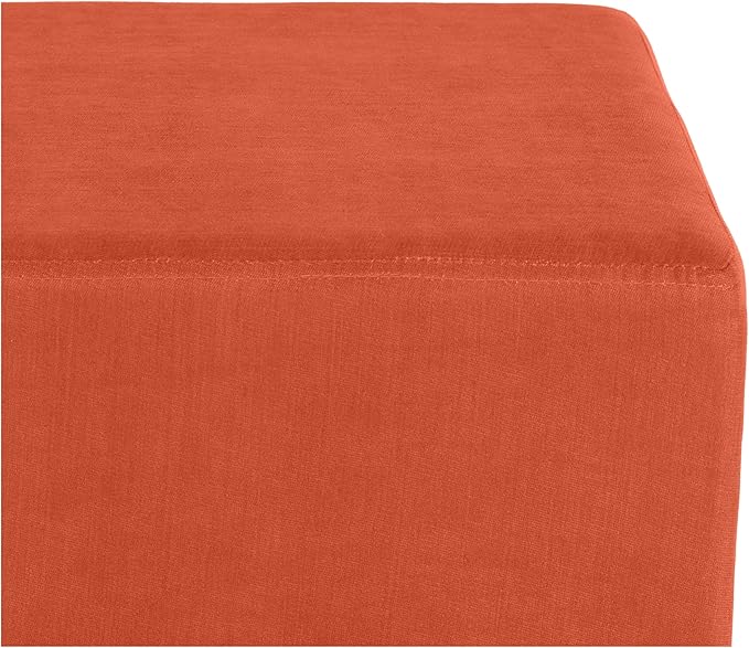 Seville Classics Cushioned Fabric Ottoman Hidden Storage Chest Footrest Chair, Padded Seat for Bedroom, Dorm, Loft, Living Room, Entryway, Hallway, Cork/Burnt Sienna, 15" Cube