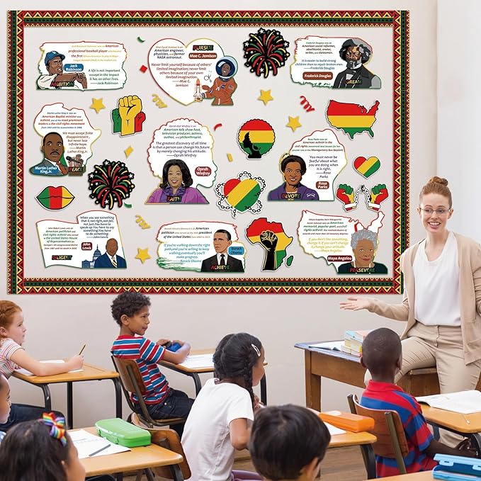 gisgfim Black History Month Bulletin Board Decoration Set African American Inspirational Borders Cutouts for Classroom School Bulletin Board Craft Home Wall(Black History Month)