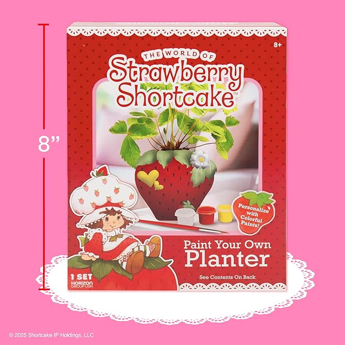Paint Your Own Strawberry Shortcake Planter, 5 Paints & Paintbrush Included, Ceramics to Paint, Gifts for 10 Year Old Girls, Strawberry Room Decor, Kids Craft Kits, Arts & Crafts, Cute Planters