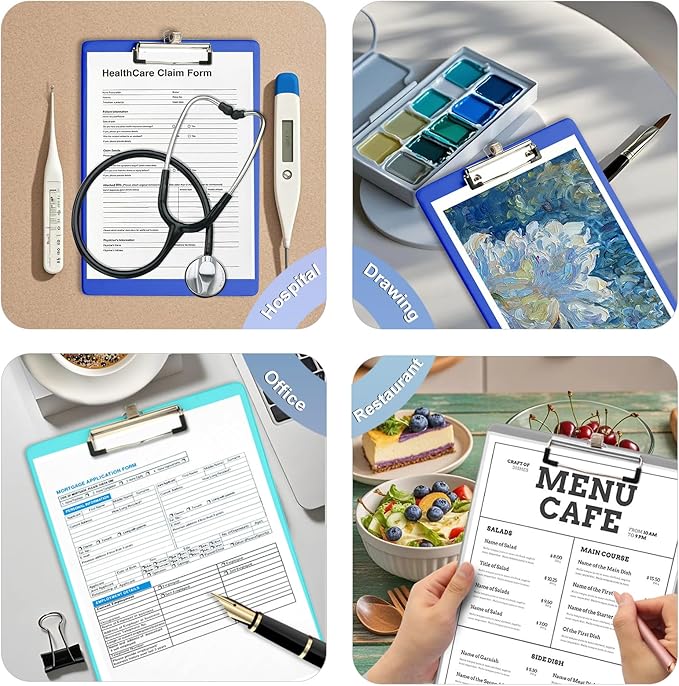 Clipboards with Pen Holder, Clip Boards Plastic Standard A4 Letter Size Holds 100 Sheets 8.5x11 Inch Papers 6 Pack Assorted Colors