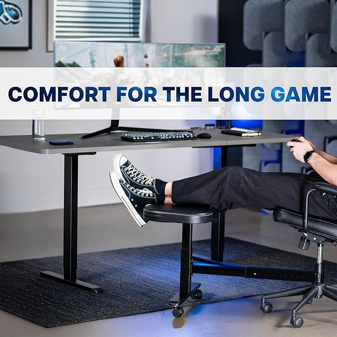 VIVO Height Adjustable Retrofit Footrest for Office Chair, Cushion Attachment Fits 2 inch Cylinders, Cross-Legged Sitting Option, Holds 242 lbs, Black, Chair-REST1