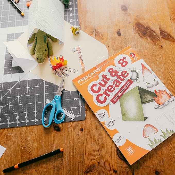 Fiskars Cut & Create Activity Book with 6" Big Kids Scissors, For Ages 8+