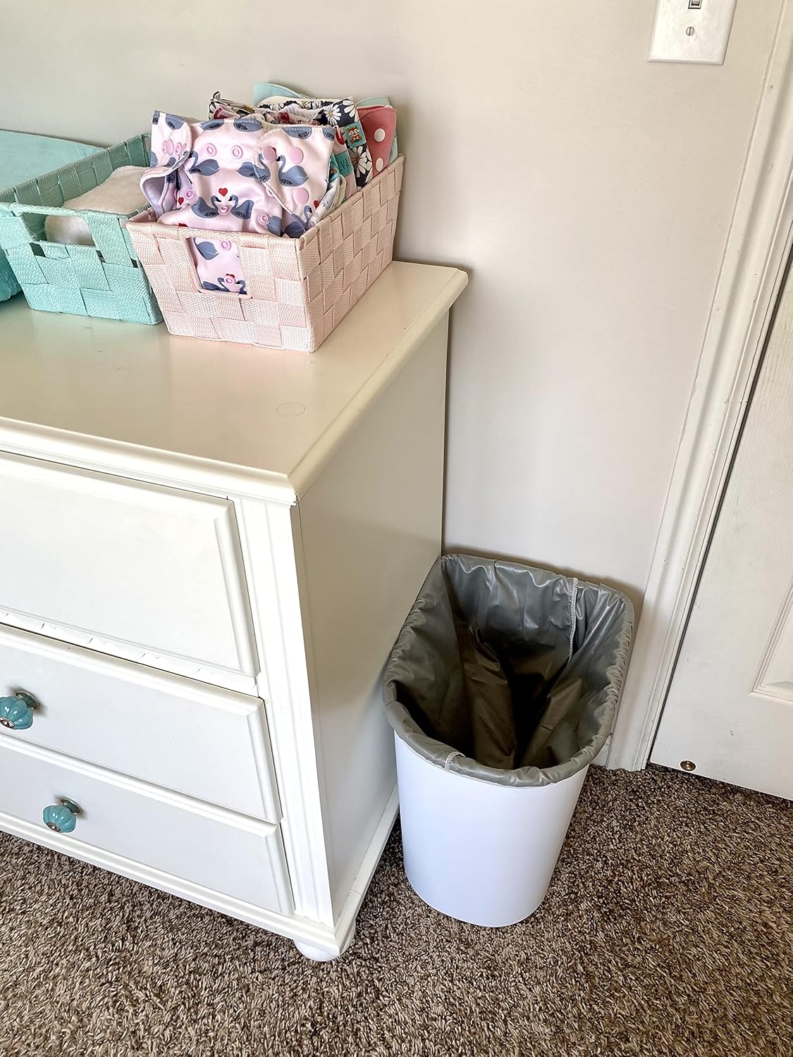 ALVABABY Reusable Diaper Pail Liner for Cloth Diaper,Rubbish Bag,Laundry,Kitchen Garbage Cans (Black Grey, Small Size:5 Gallon) LLS-B2629