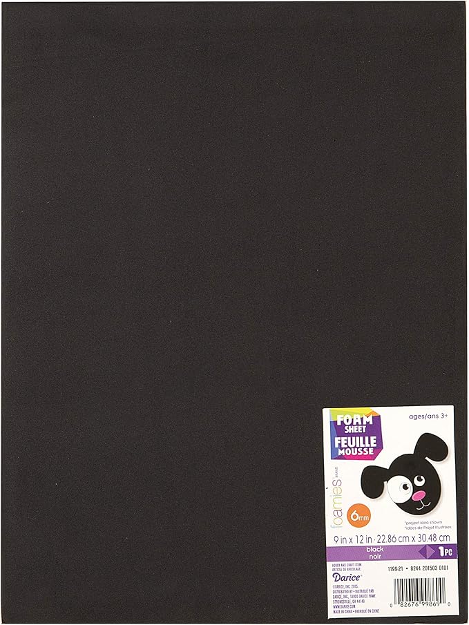 Foam Sheet 9"X12" 6mm-Black 1 Sheet